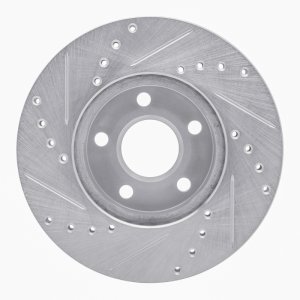 Buick Skylark Brake Rotor (1) - Front Right - R1 Concepts - Drilled & Slotted - Silver - `90-`05